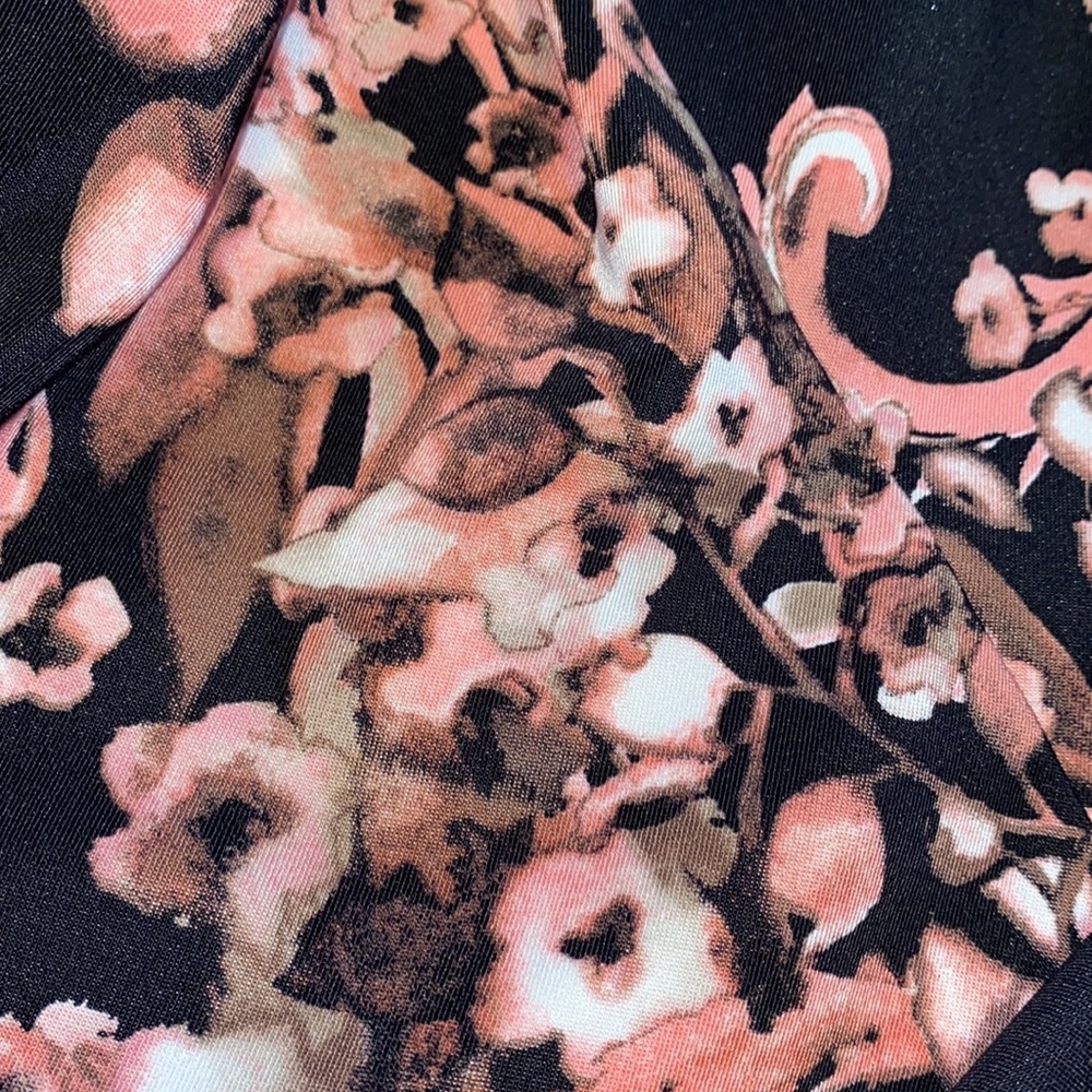 Connected Apparel Black Peach Floral Sleeveless Sheath Dress - Picture 9 of 9